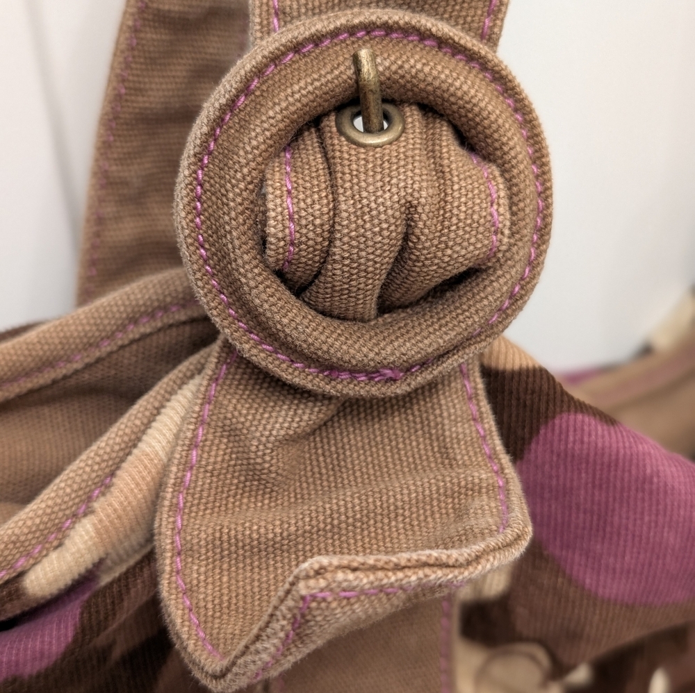 Y2K Deadstock Corduroy Chocolate Brown & Purple Floral Tote Bag - Picture 2 of 7